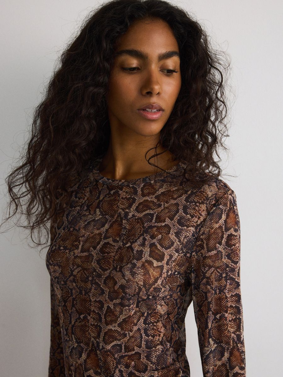 Mesh jersey blouse - multicolor - RESERVED - 3
