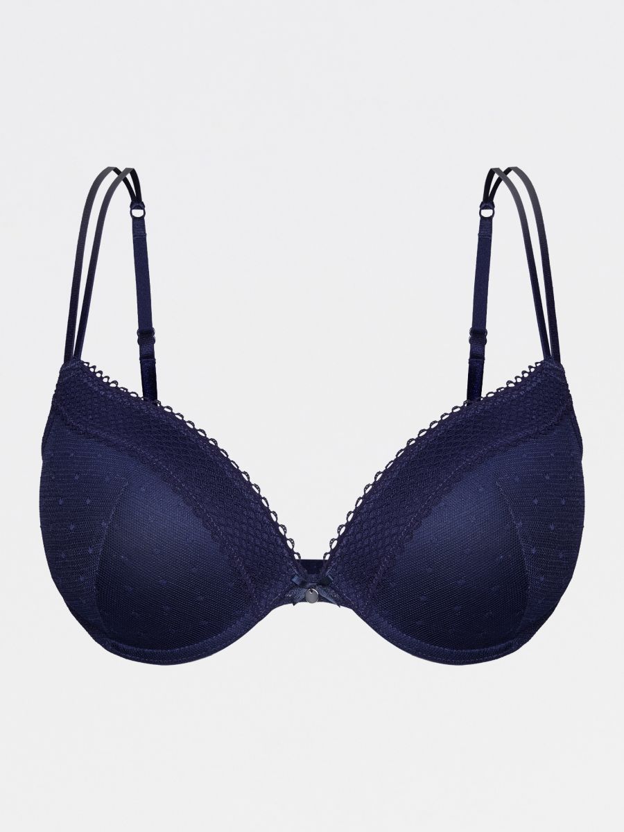 Push up bra with lace detail Color navy - RESERVED - YN308-59X