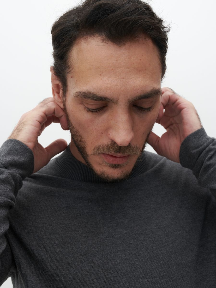 Plain mock neck jumper - mid grey - RESERVED - 3