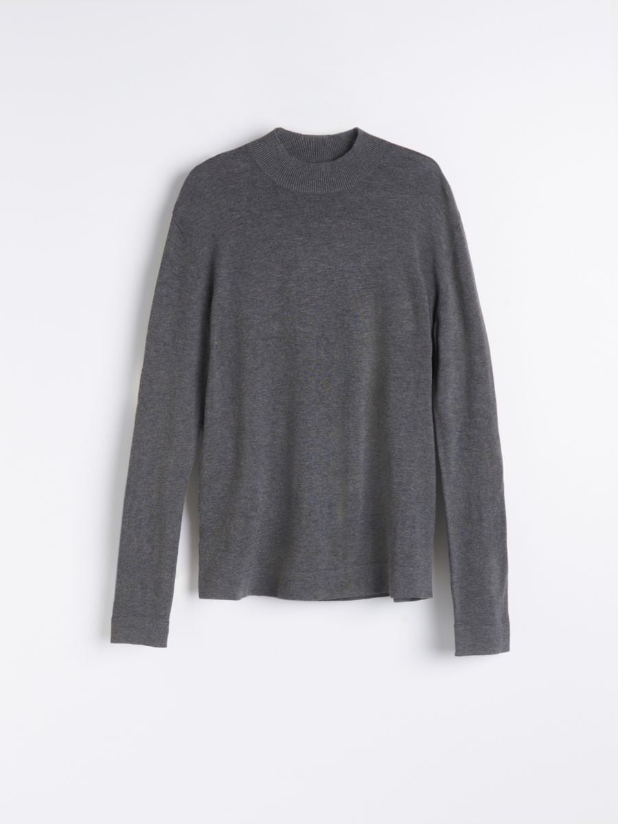 Plain mock neck jumper - mid grey - RESERVED - 4