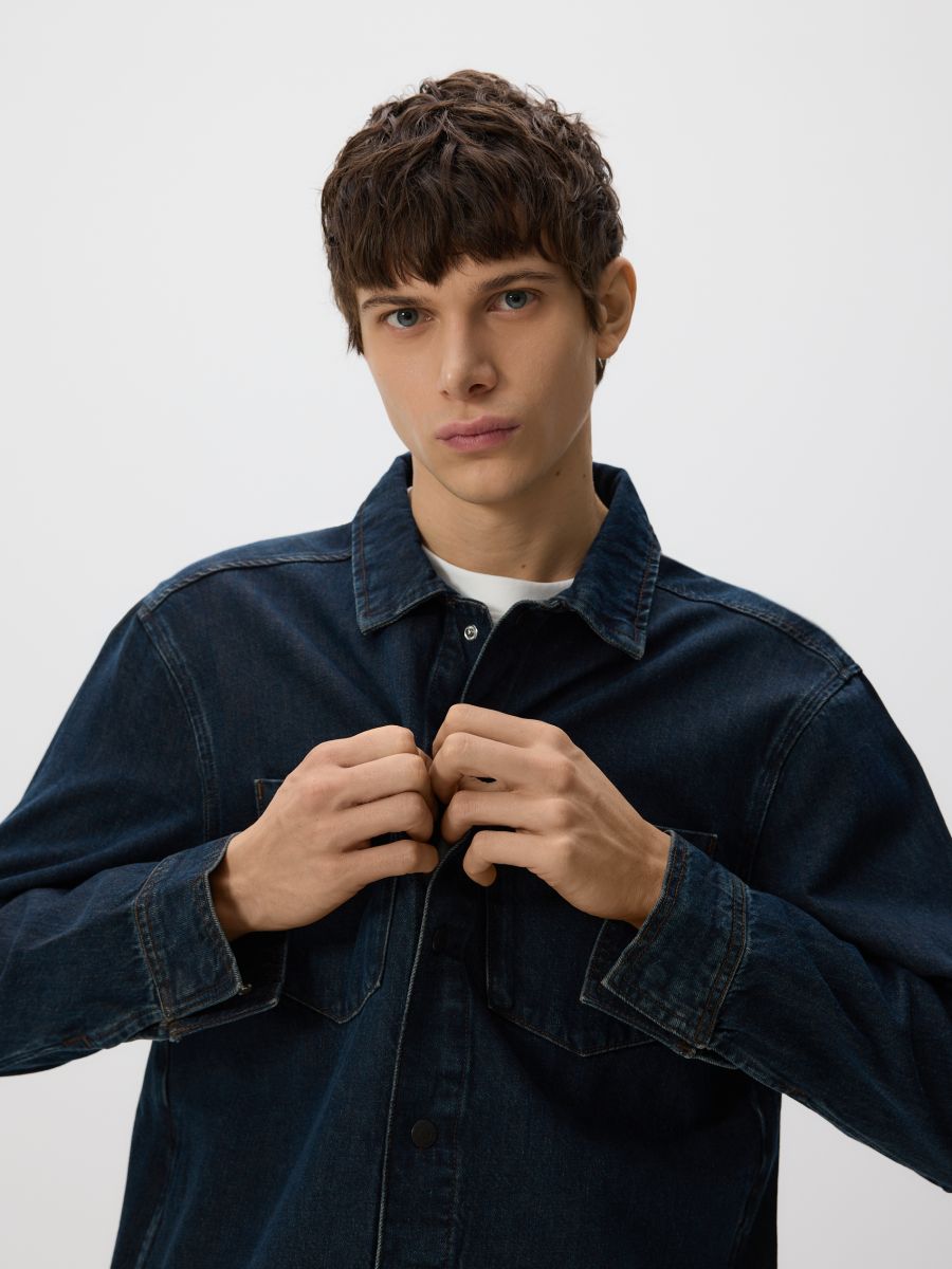 Jeansowa koszula comfort fit - indigo jeans - RESERVED