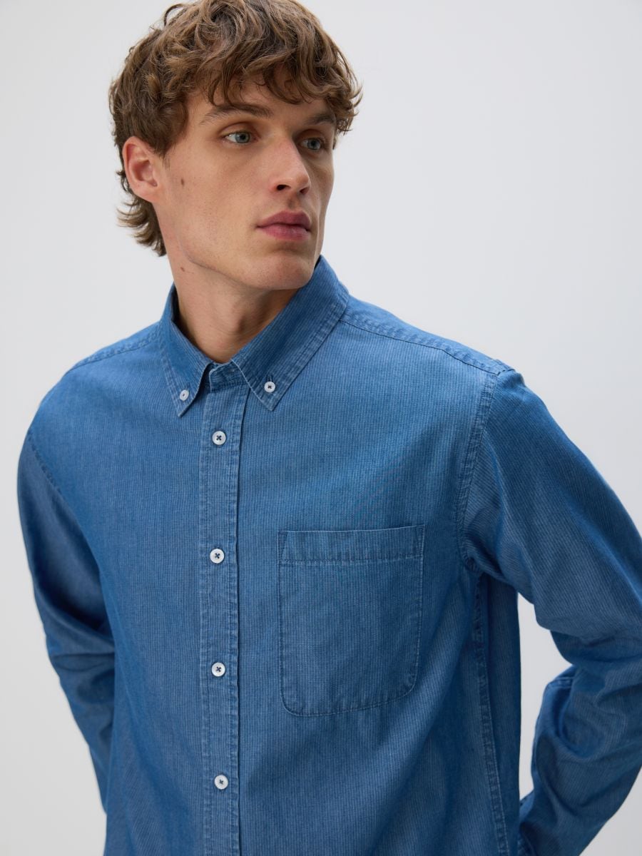 Regular fit cotton shirt - blue jeans - RESERVED