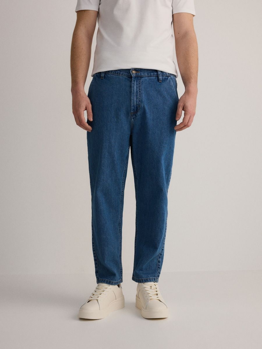 Jeansy carrot fit - niebieski - RESERVED