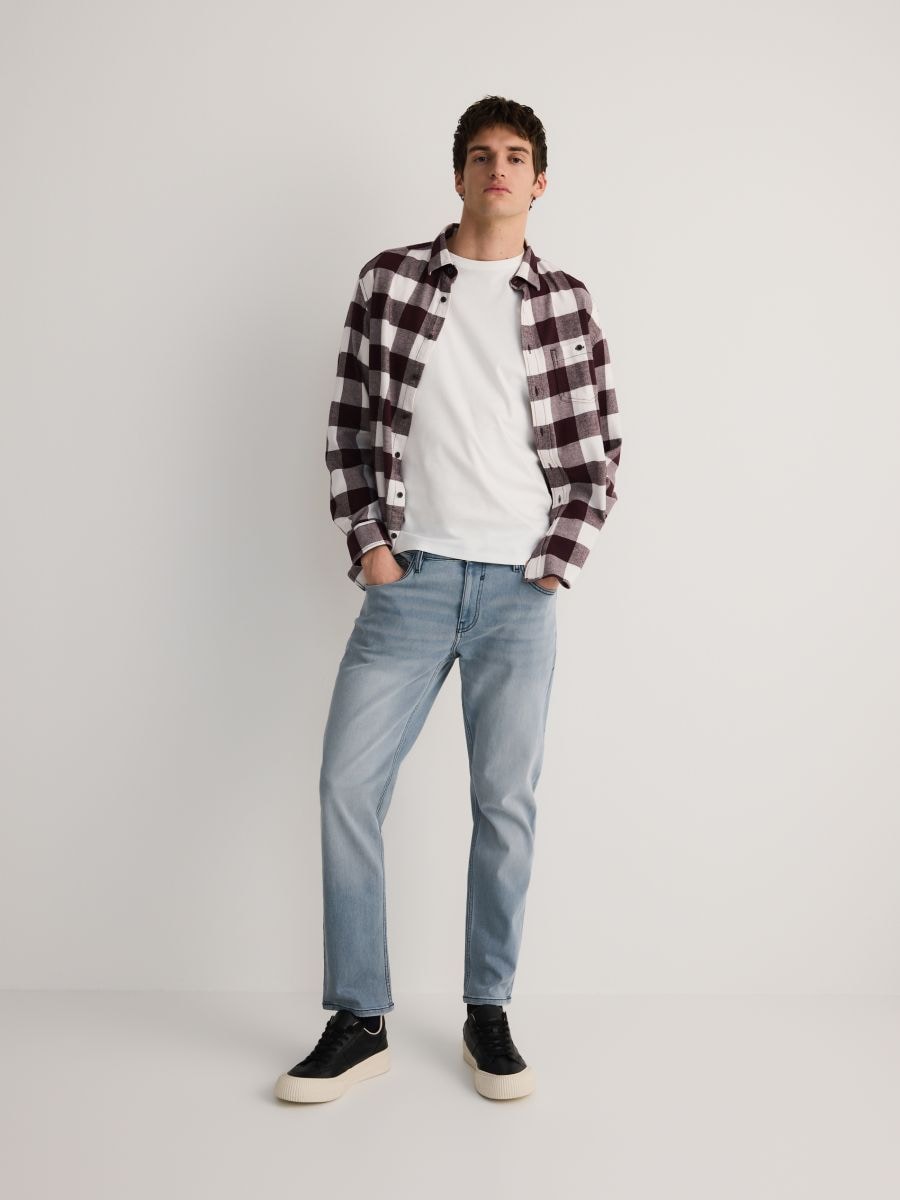 Slim jeans med tvättad effekt - ljusgrå - RESERVED