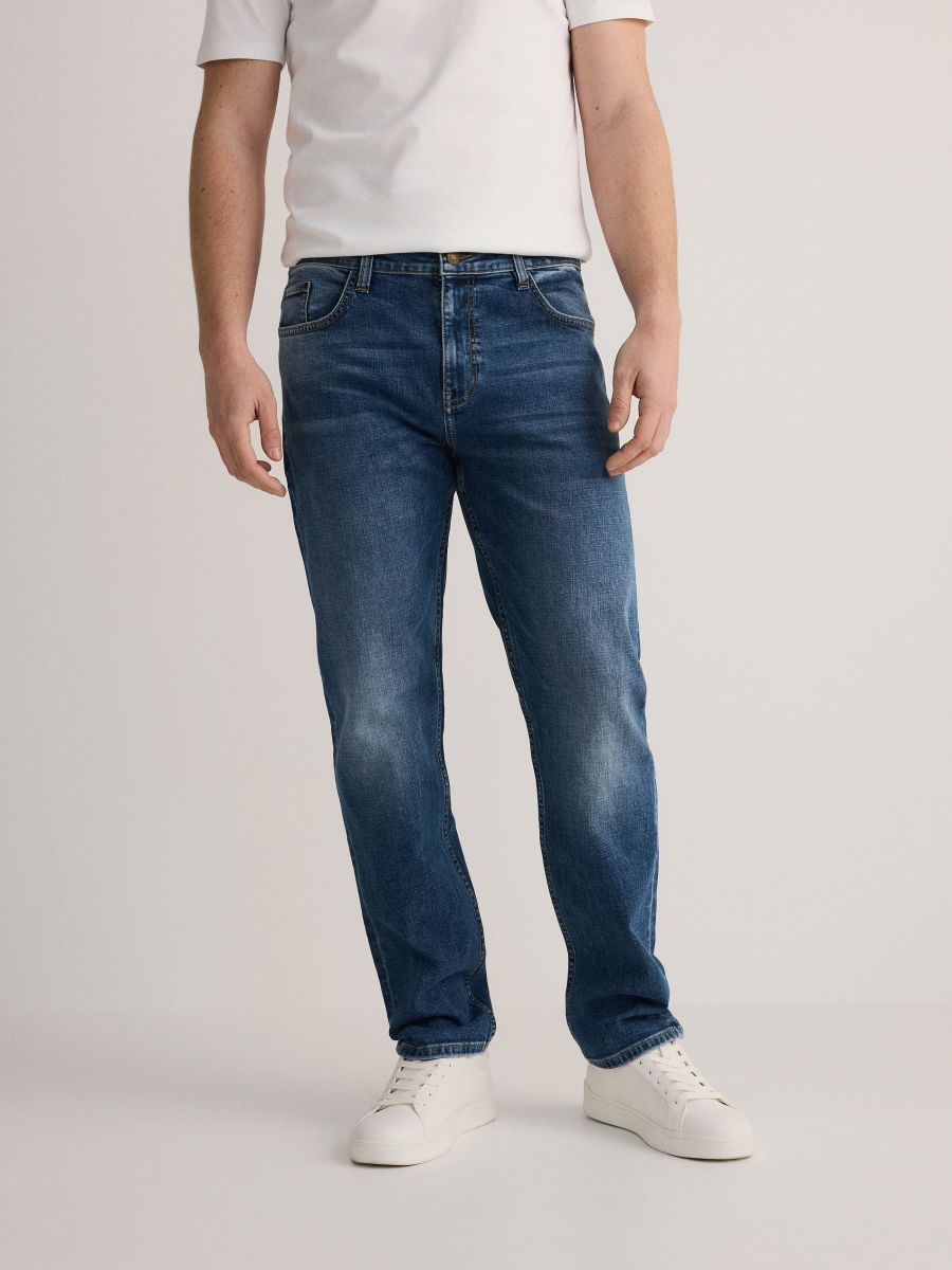 Straight jeans with wash effect - blue jeans - RESERVED