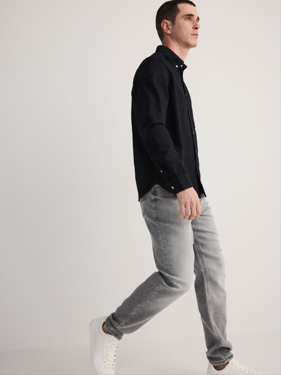 Carrot jeans with wash effect - light grey - RESERVED