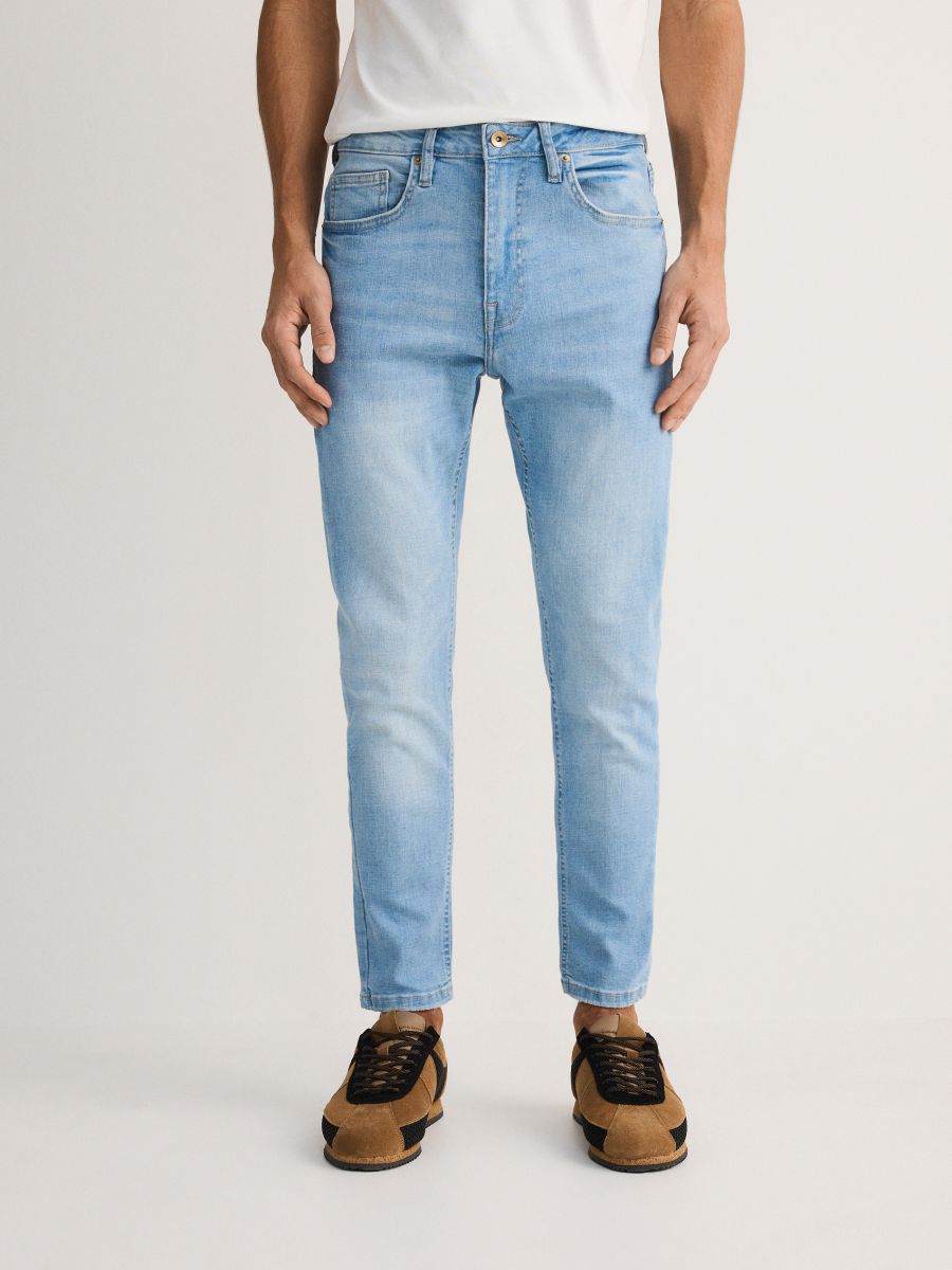 Skinny jeans i afvasket look - blå - RESERVED