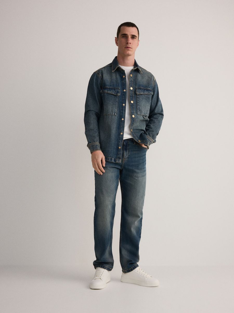 Straight farmerke ispranog izgleda - indigo jeans - RESERVED