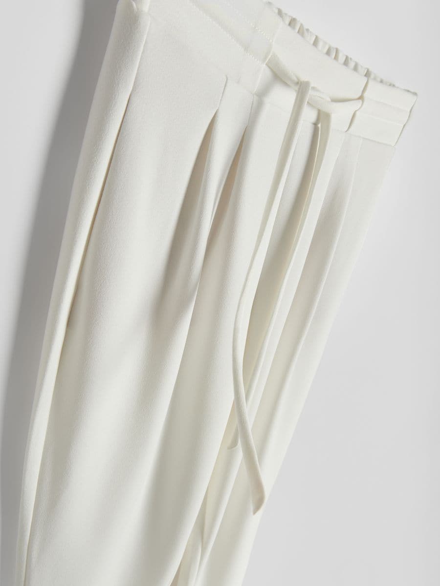 Plain trousers with tie detail - cream - RESERVED - 4