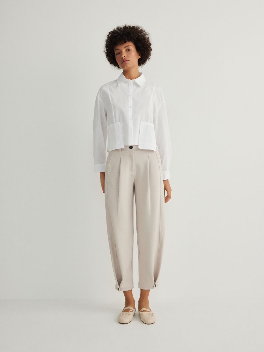 LADIES` TROUSERS - nude - RESERVED