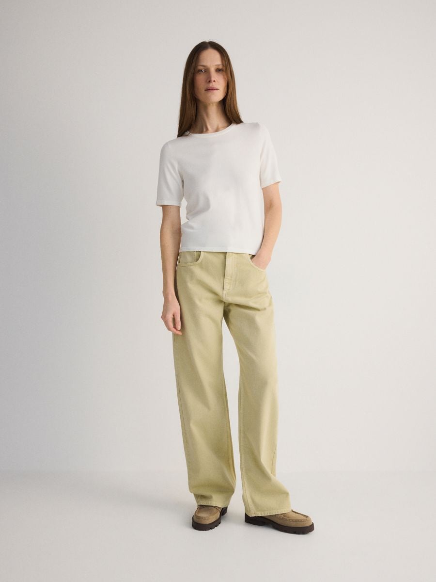 Wide leg jeans - green - RESERVED