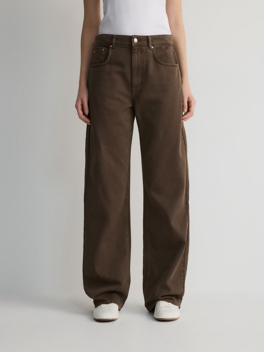 Jeansy wide leg - dark grey jeans - RESERVED