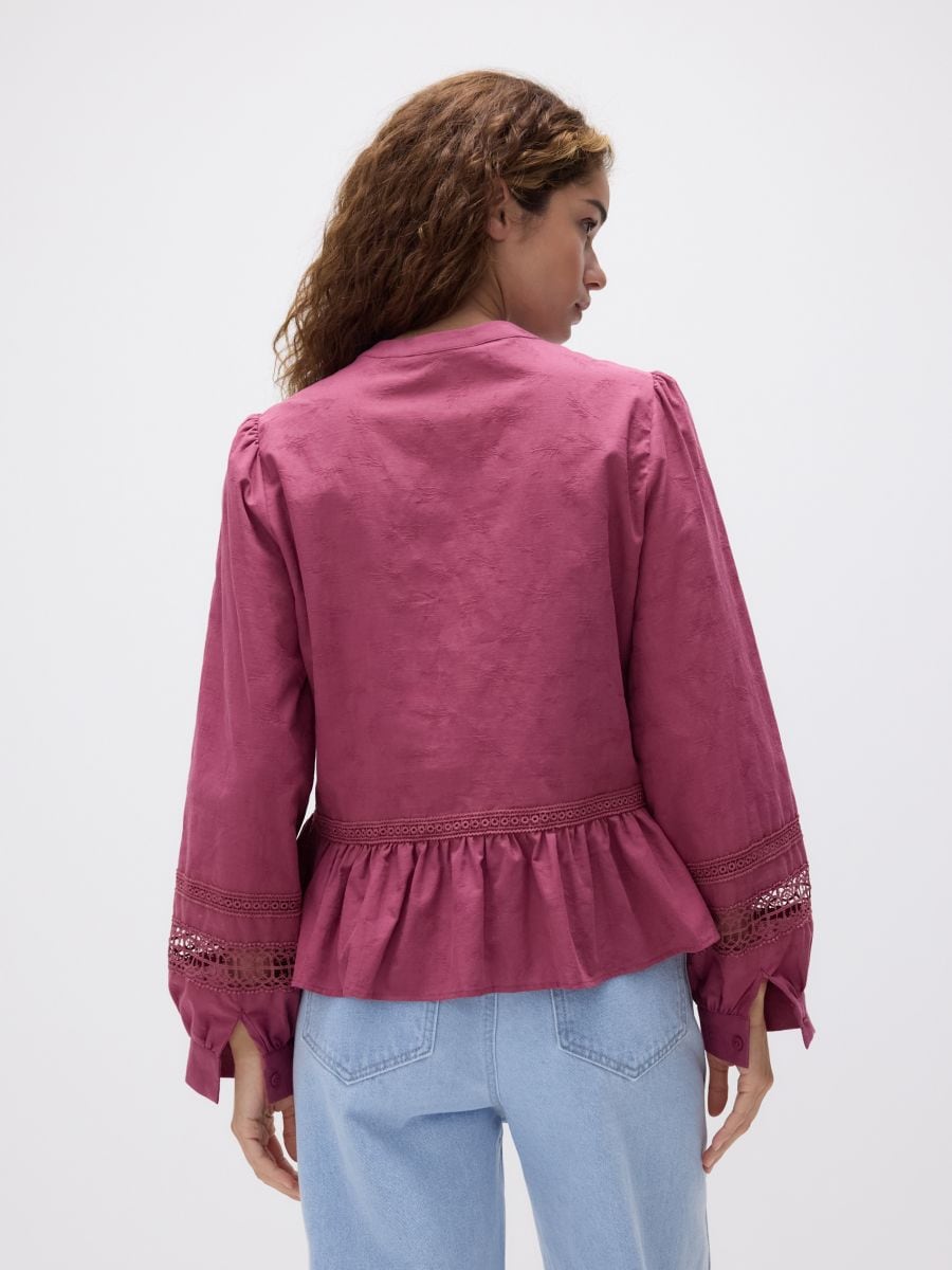 Cotton blouse with decorative embroidery - mauve - RESERVED - 5