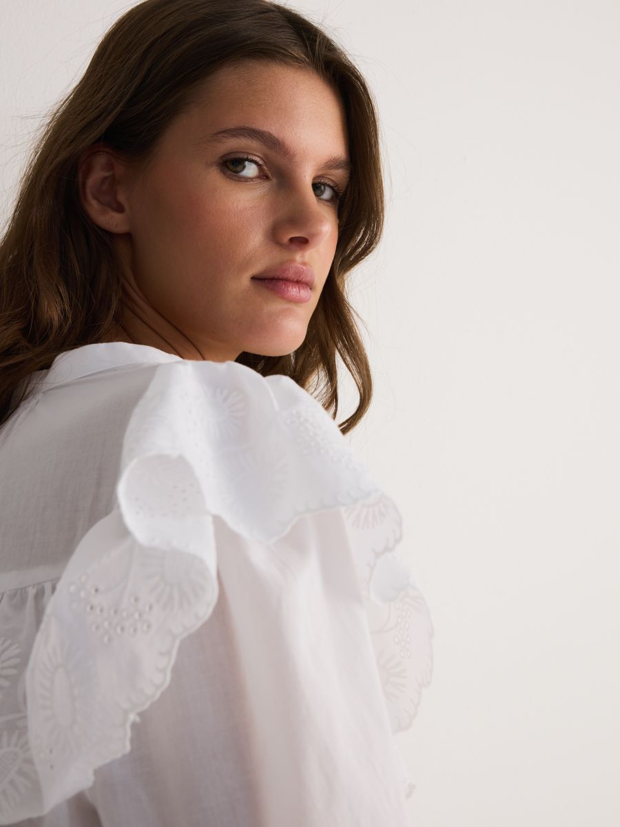 Baumwollbluse mit Volant - weiß - RESERVED - 4