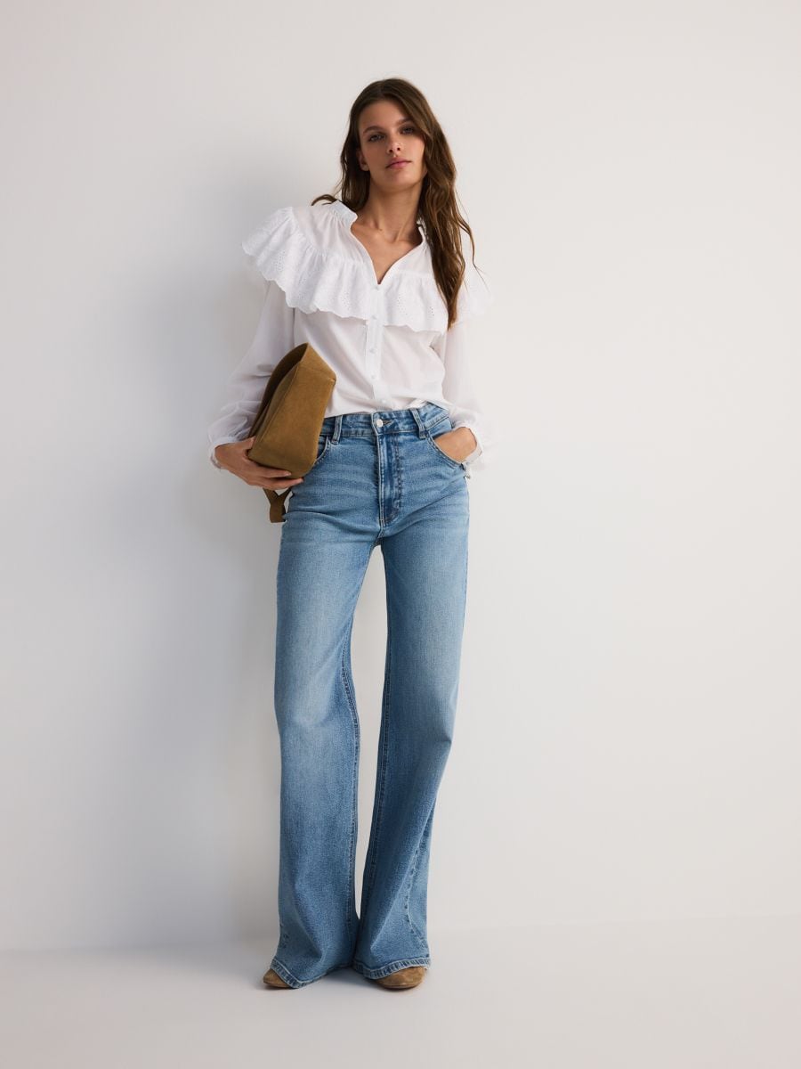 Baumwollbluse mit Volant - weiß - RESERVED - 3