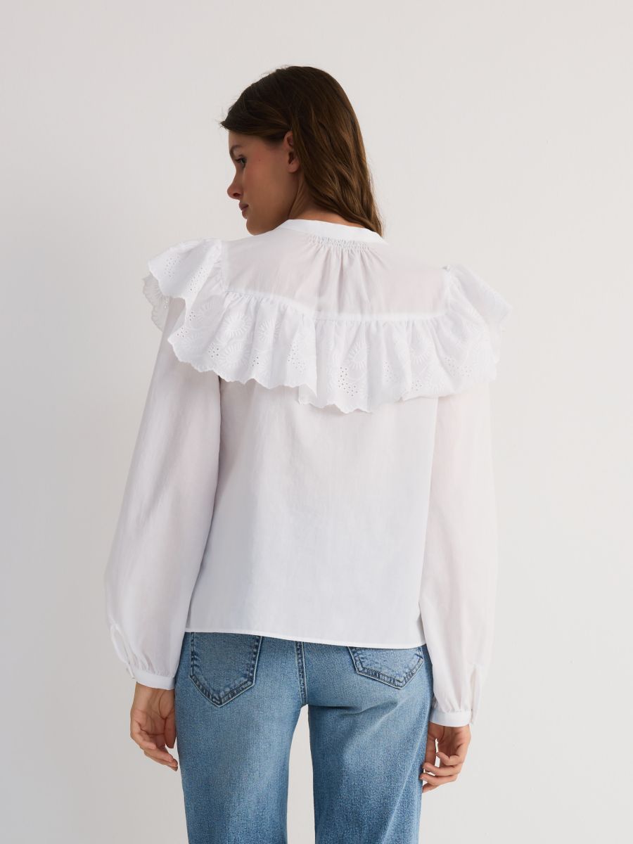 Baumwollbluse mit Volant - weiß - RESERVED - 5