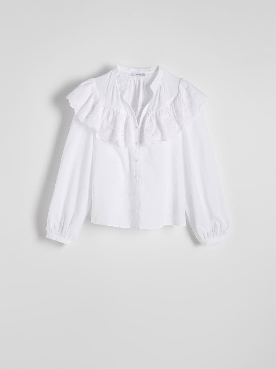 Baumwollbluse mit Volant - weiß - RESERVED - 6