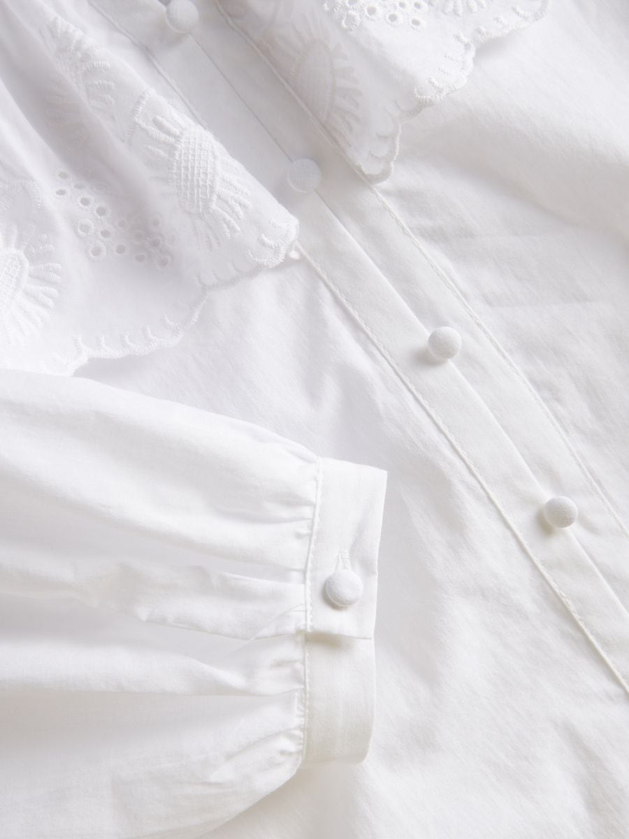 Baumwollbluse mit Volant - weiß - RESERVED - 7