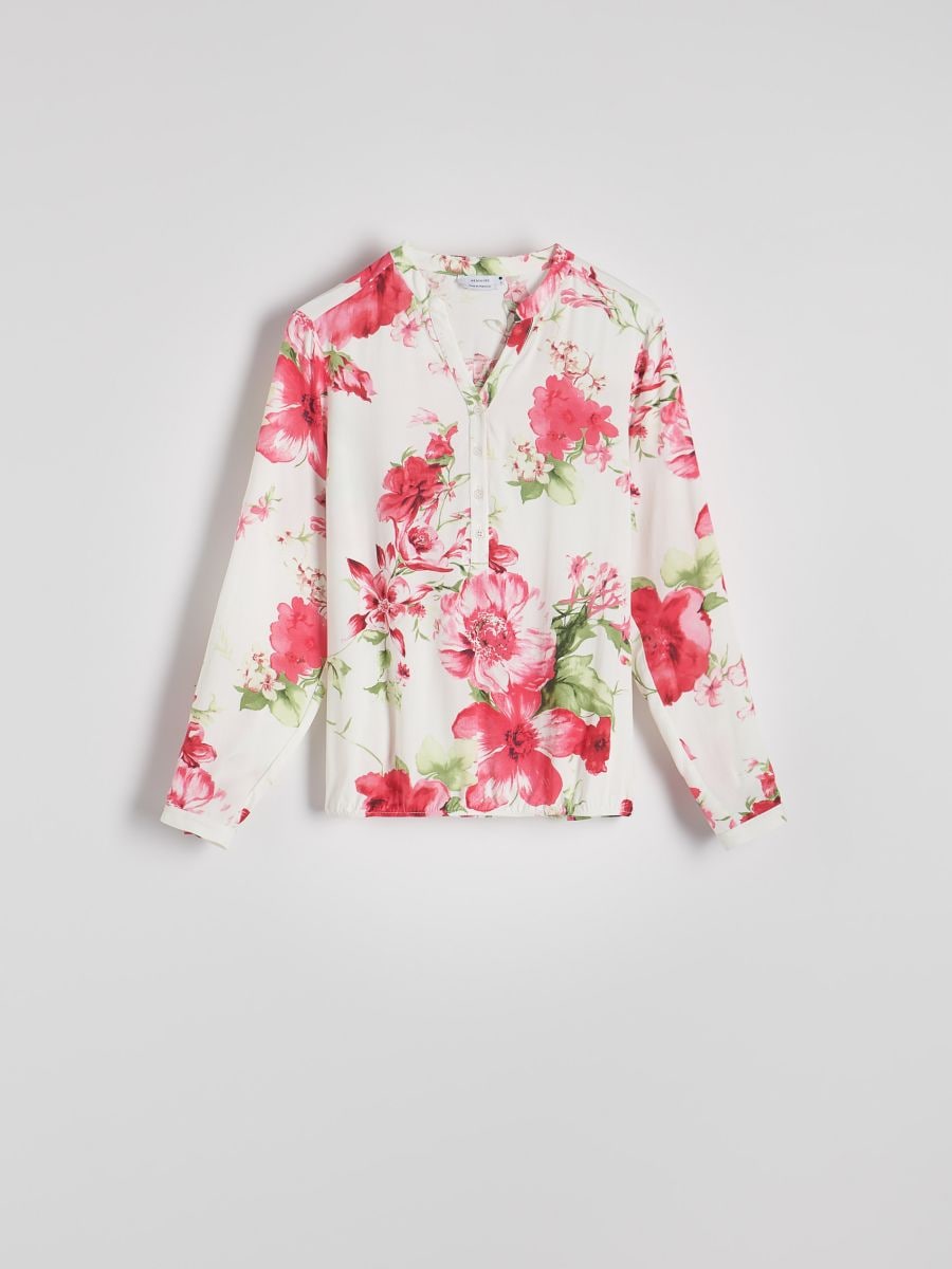 Viscose blouse with ruffle detail - multicolor - RESERVED - 4