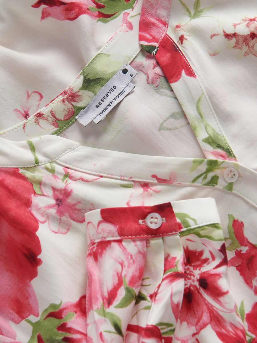 Viscose blouse with ruffle detail - multicolor - RESERVED - 5