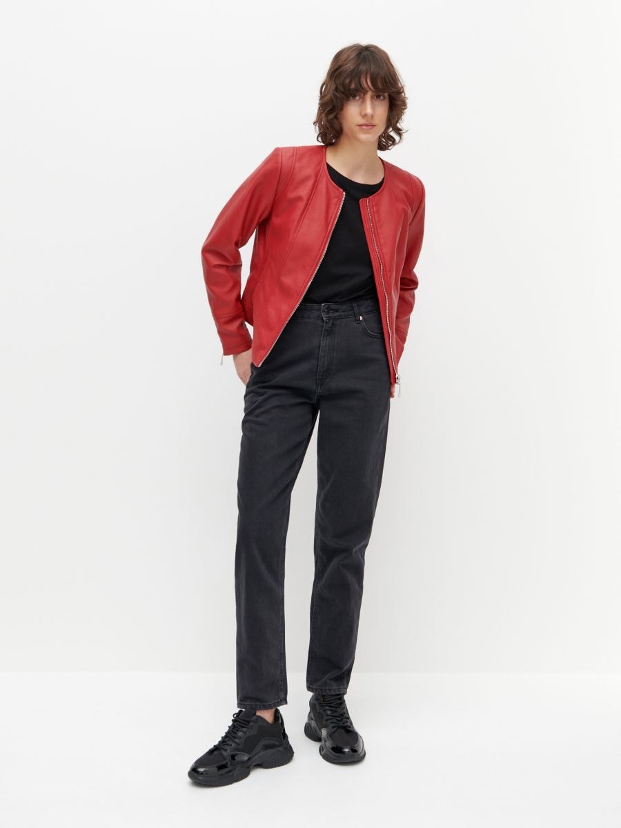 Giacca corta in ecopelle - rosso - RESERVED - 2