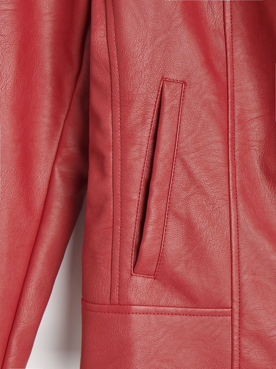 Giacca corta in ecopelle - rosso - RESERVED - 7