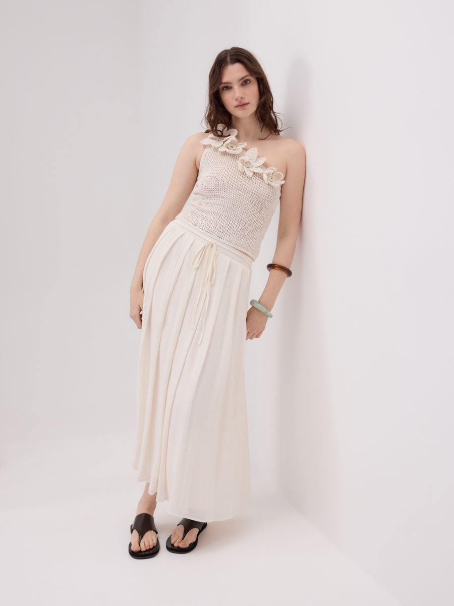Falda maxi con detalle para atar - crema - RESERVED