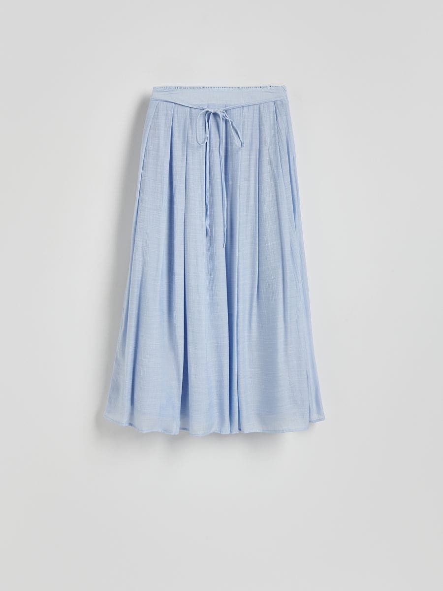 Maxi skirt with tie detail - light blue - RESERVED