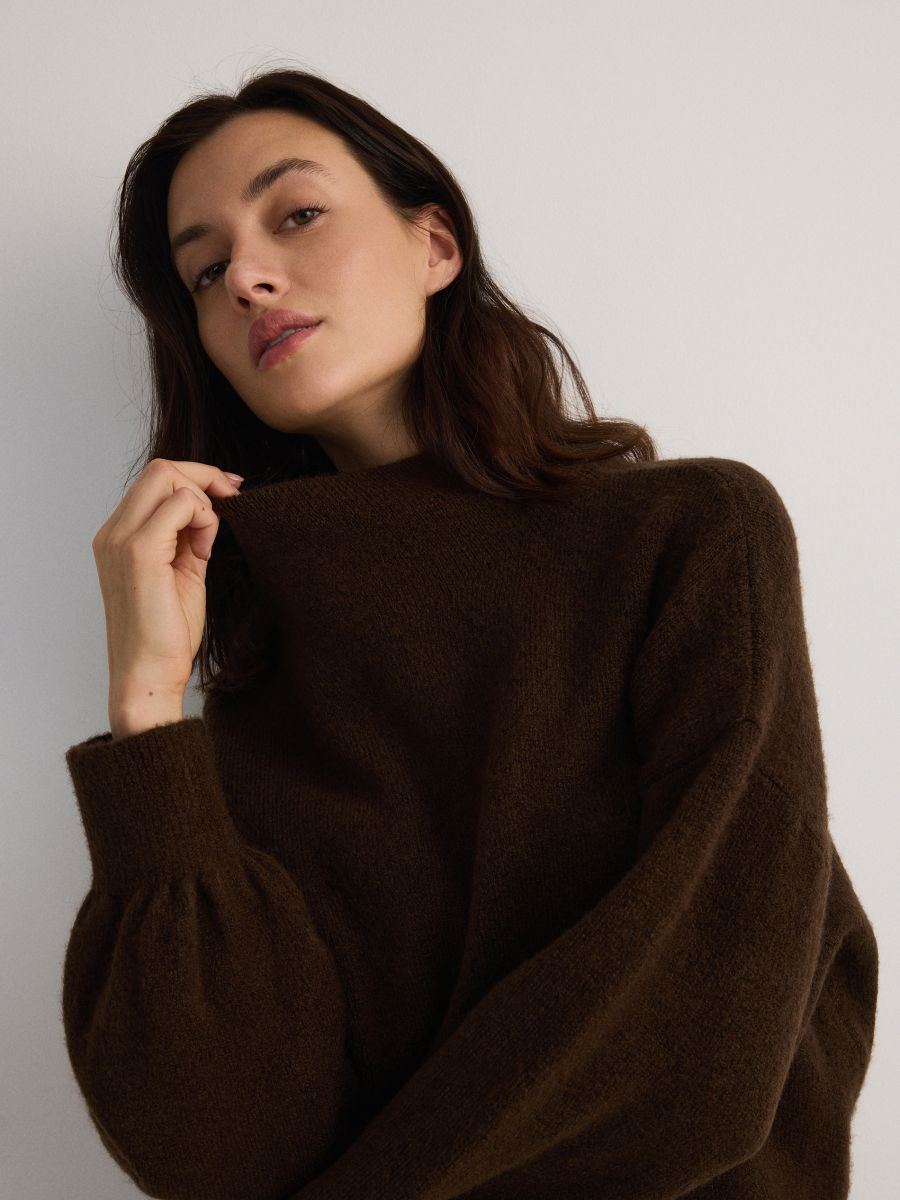 Plain turtleneck - dark brown - RESERVED - 2