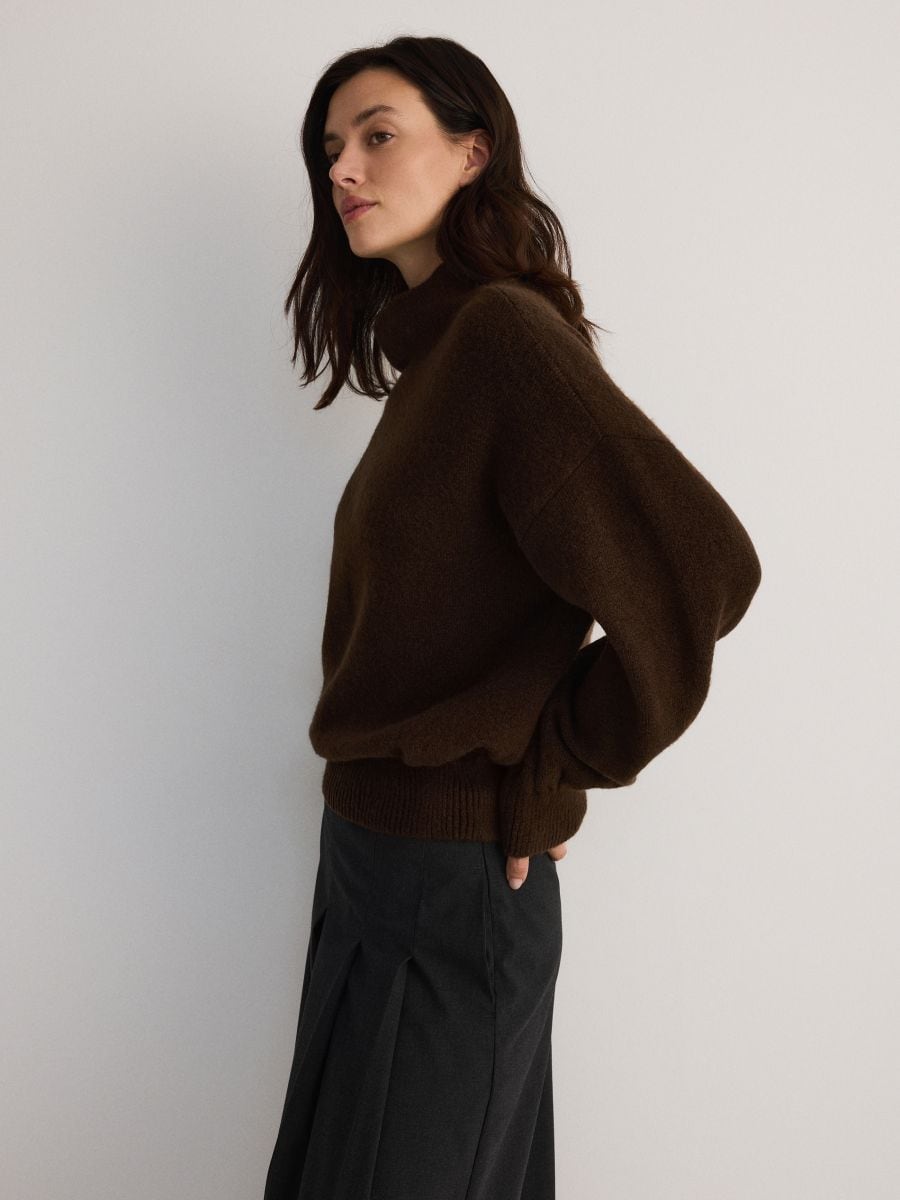 Plain turtleneck - dark brown - RESERVED - 3