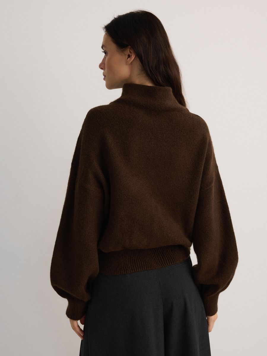 Plain turtleneck - dark brown - RESERVED - 4