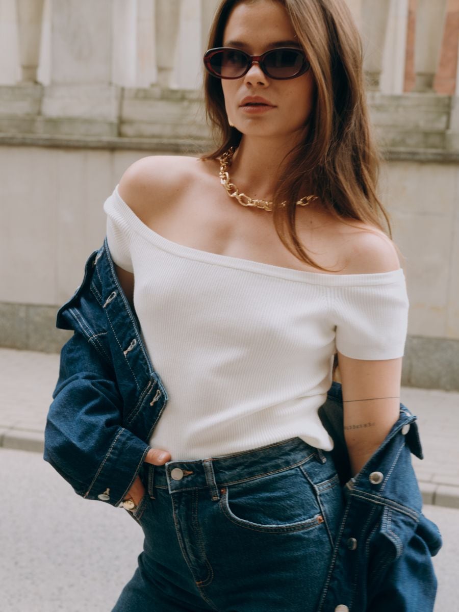 Jersey blouse - nude - RESERVED