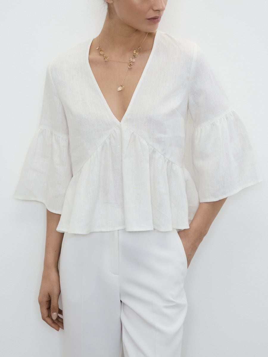 Blouse en lin - crème - RESERVED - 3