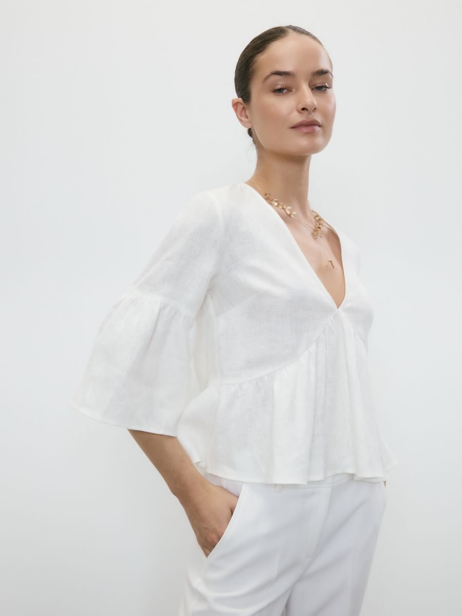 Blouse en lin - crème - RESERVED - 4