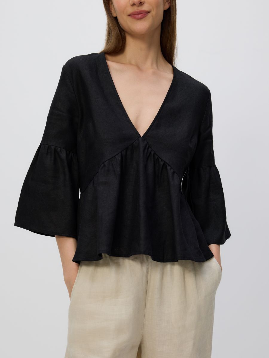Leinenbluse - schwarz - RESERVED - 2