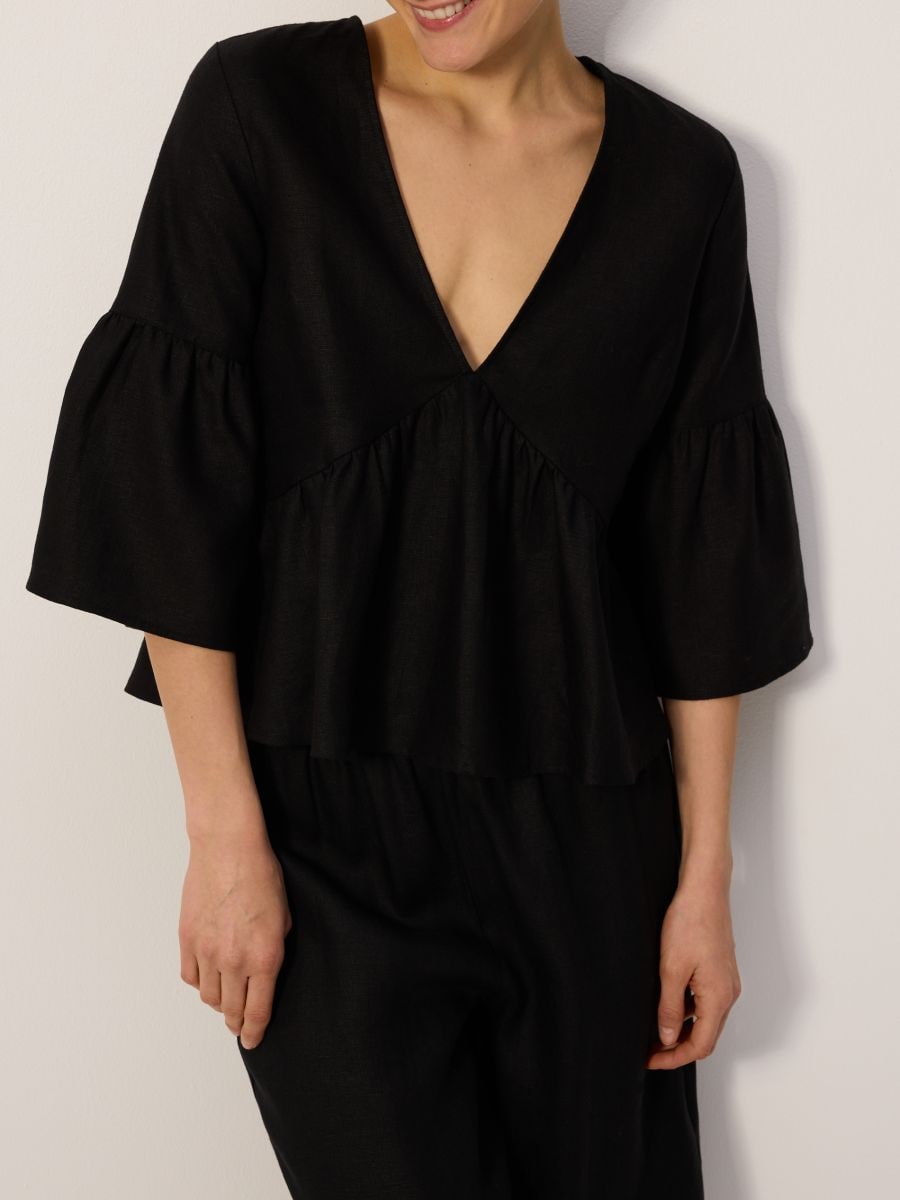 Leinenbluse - schwarz - RESERVED - 2