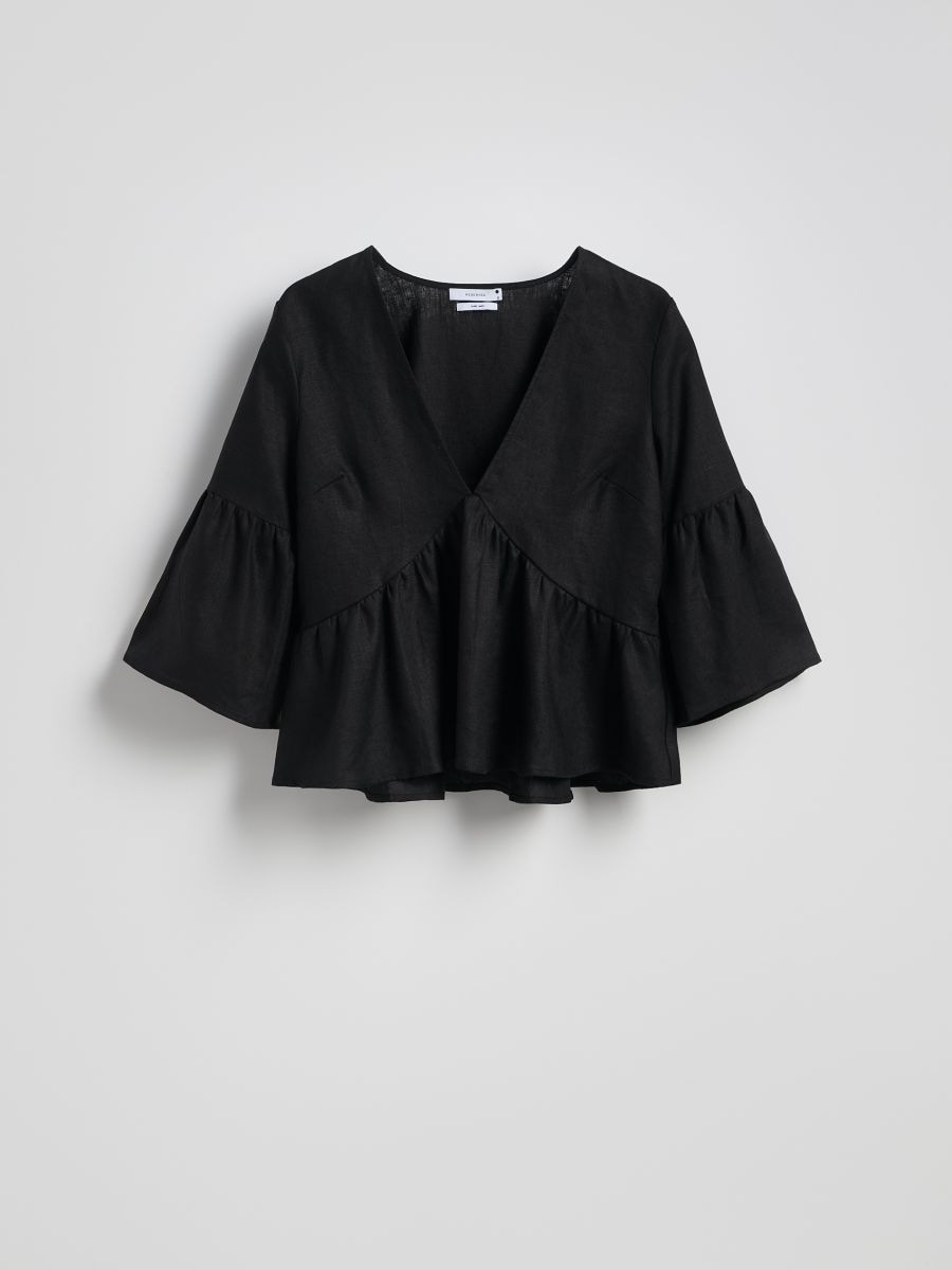 Leinenbluse - schwarz - RESERVED - 5