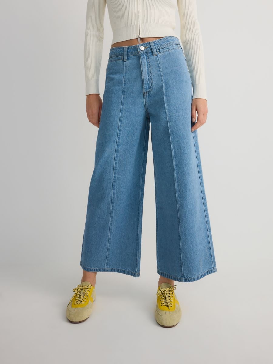 Wide-Leg-Jeans mit Ziernaht - blau - RESERVED