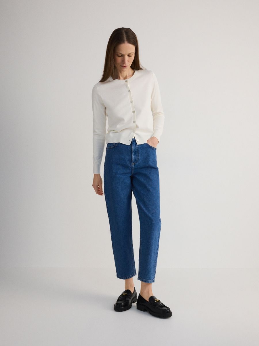 Jeansy mom fit - granatowy - RESERVED