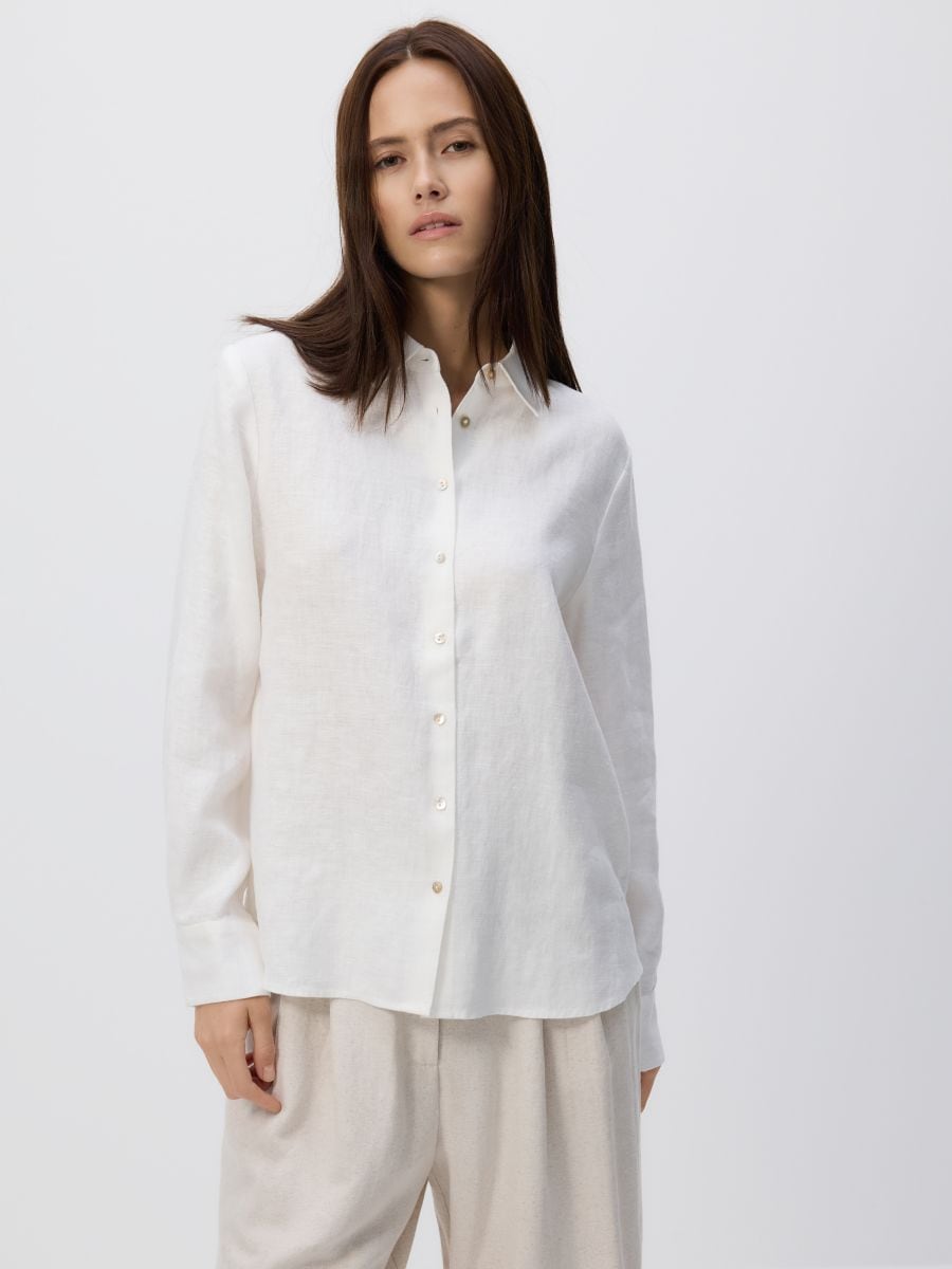 Linnen blouse - wit - RESERVED