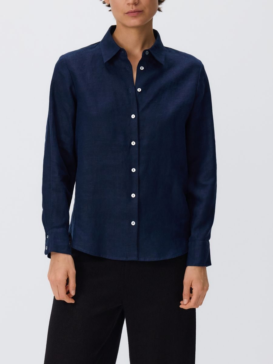 Linen shirt - navy - RESERVED