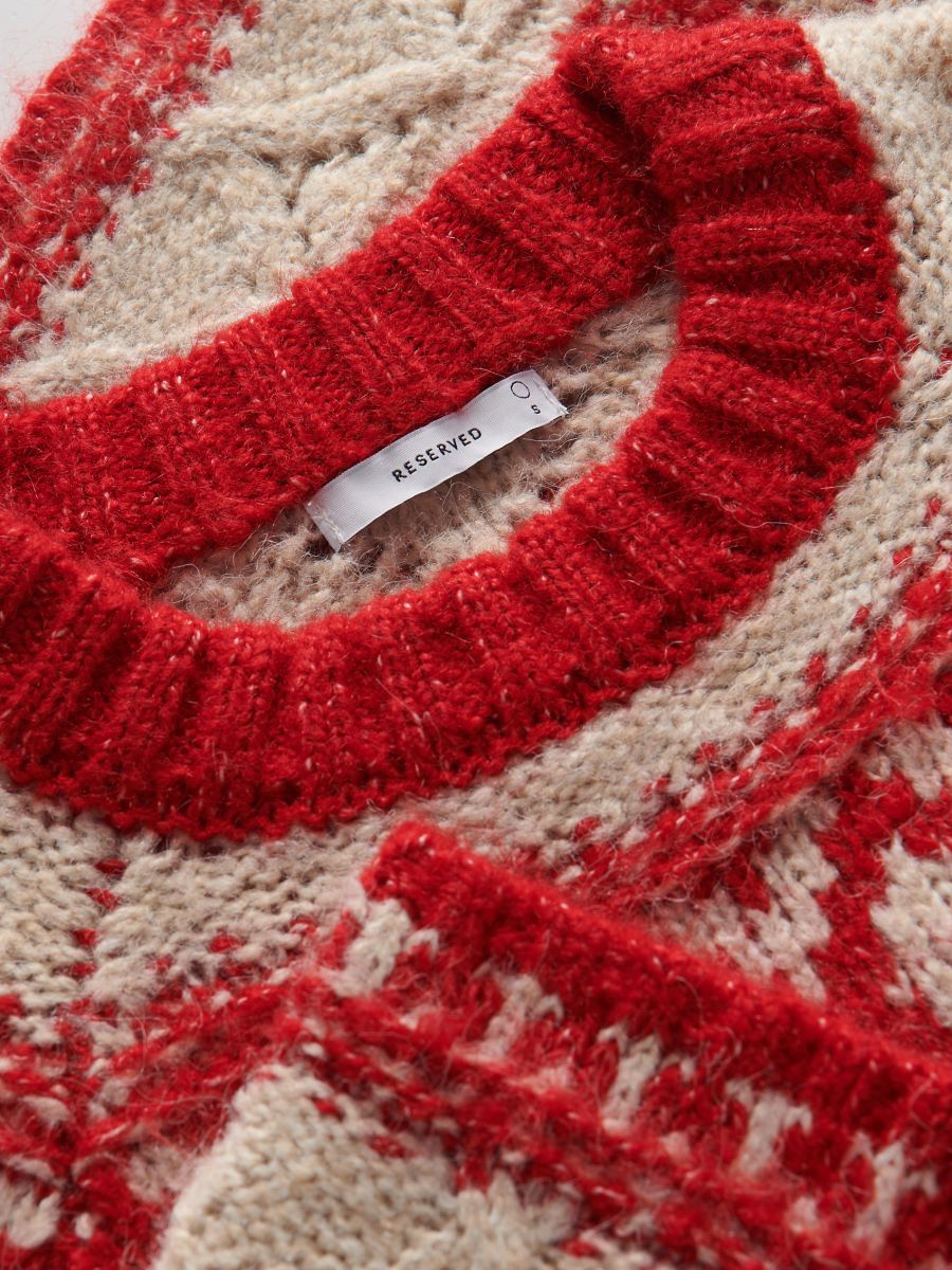 Patterned jumper with wool blend - red - RESERVED - 2