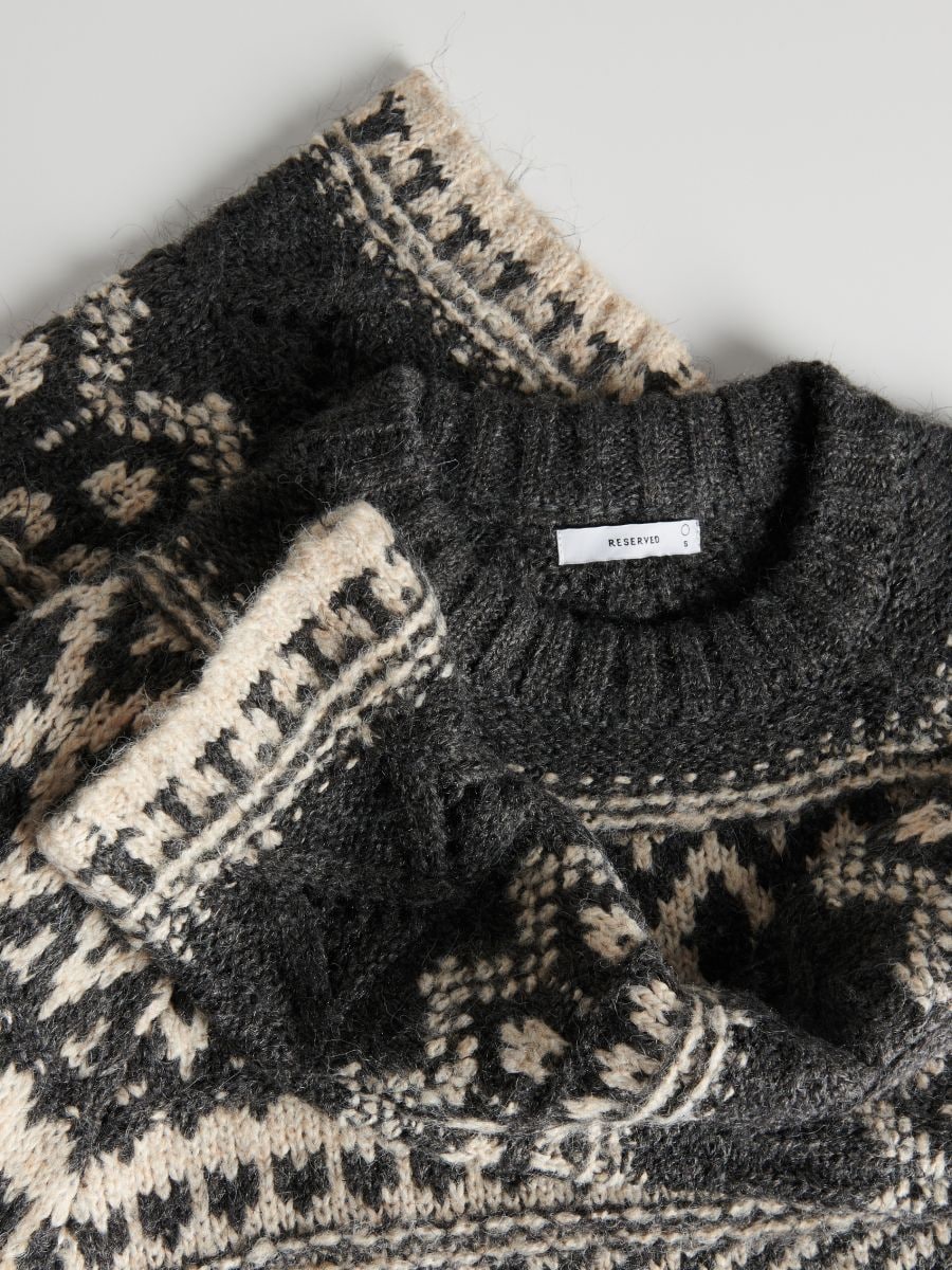 Patterned jumper with wool blend - multicolor - RESERVED - 2