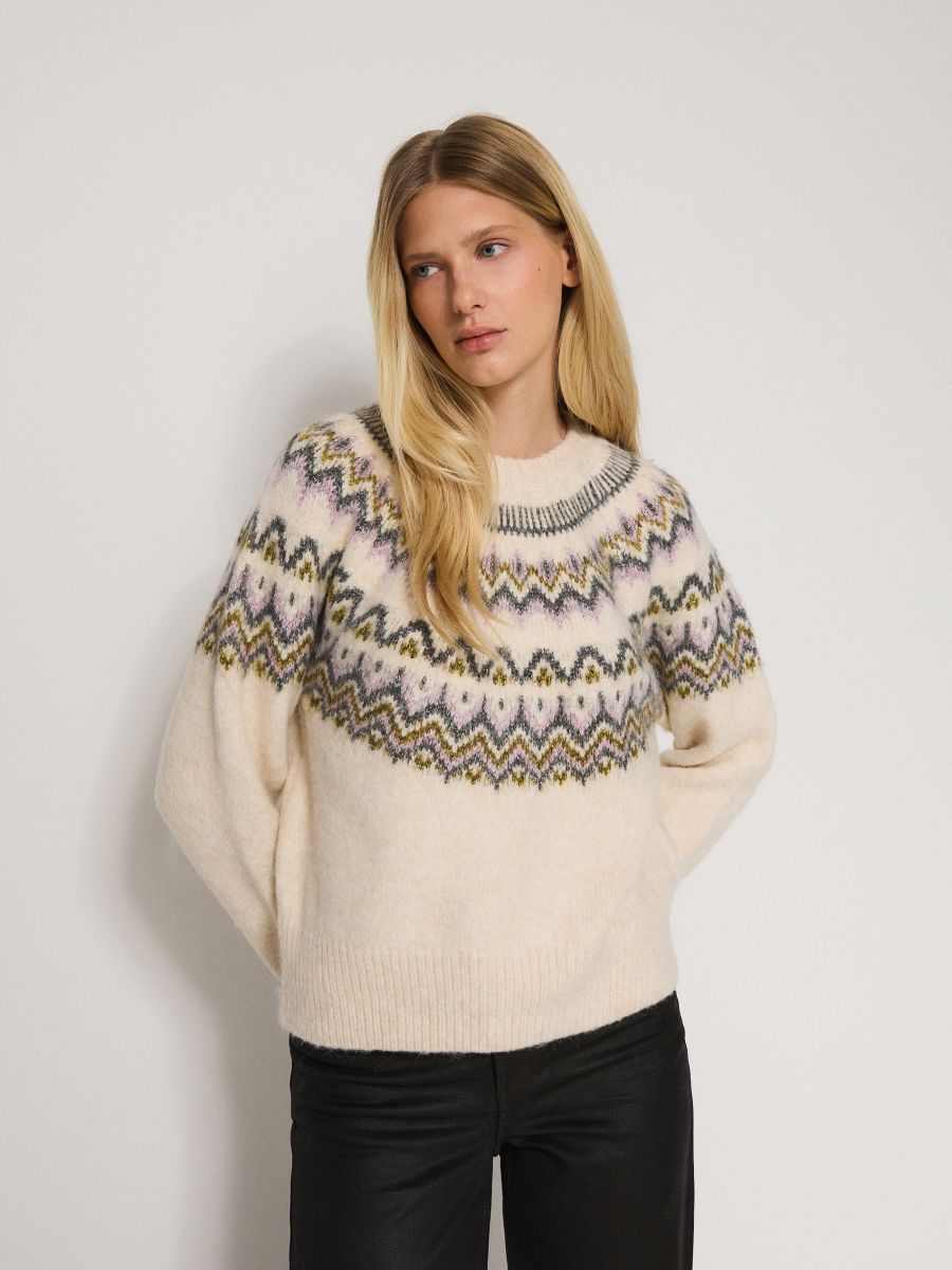 Patterned metallic knit jumper - multicolor - RESERVED