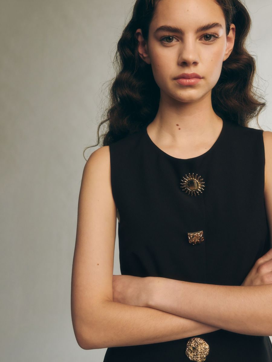Vest with decorative buttons - black - RESERVED - 4