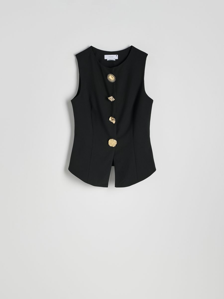 Vest with decorative buttons - black - RESERVED - 2