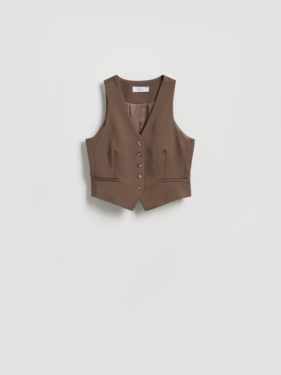 Viscose rich suit vest - taupe - RESERVED