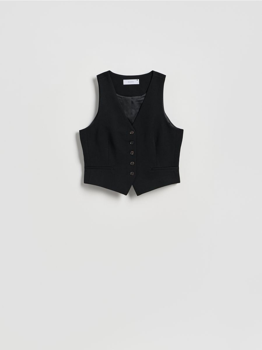 Viscose rich suit vest - black - RESERVED
