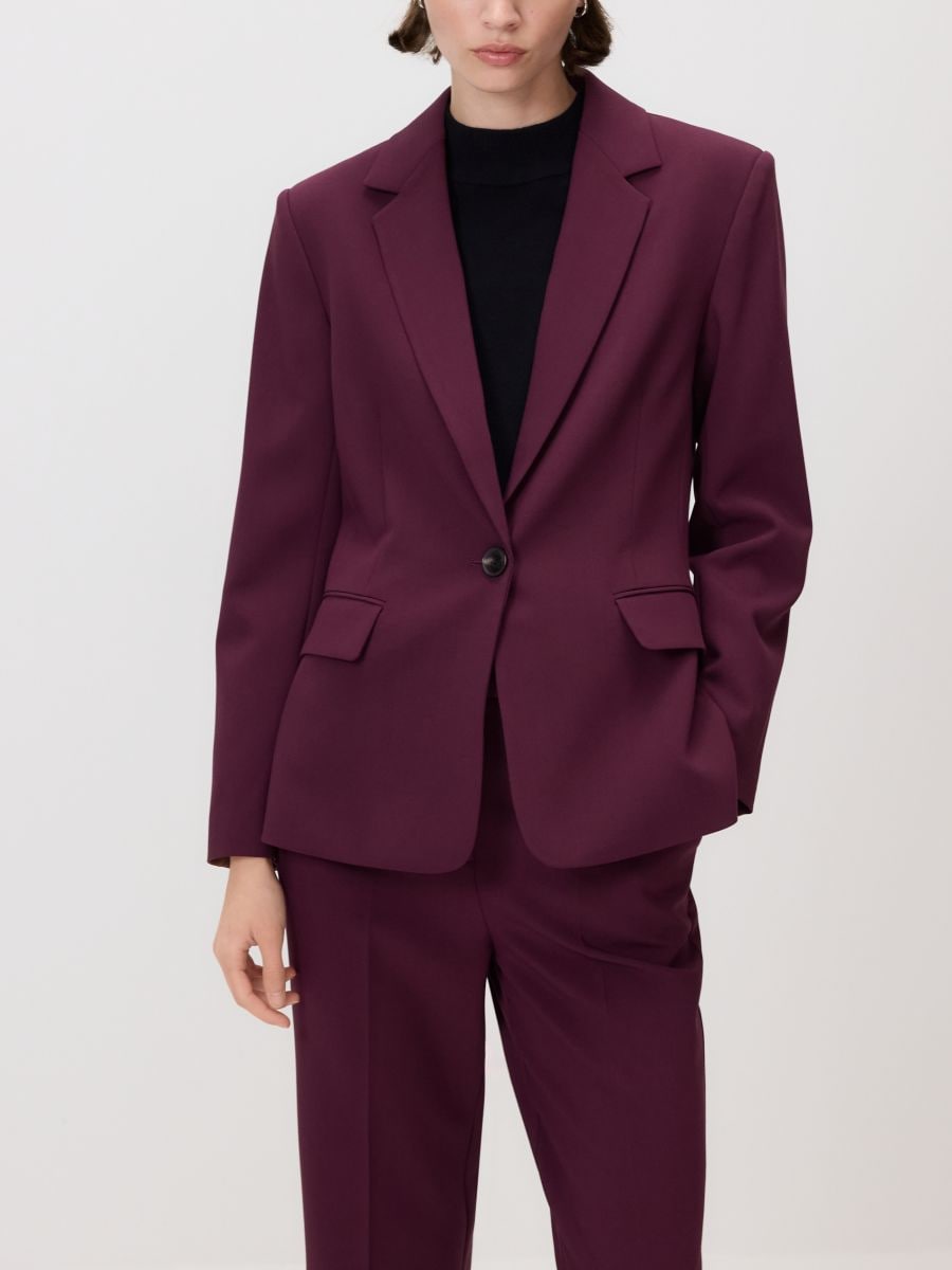 Single-breasted blazer - burgundy - RESERVED