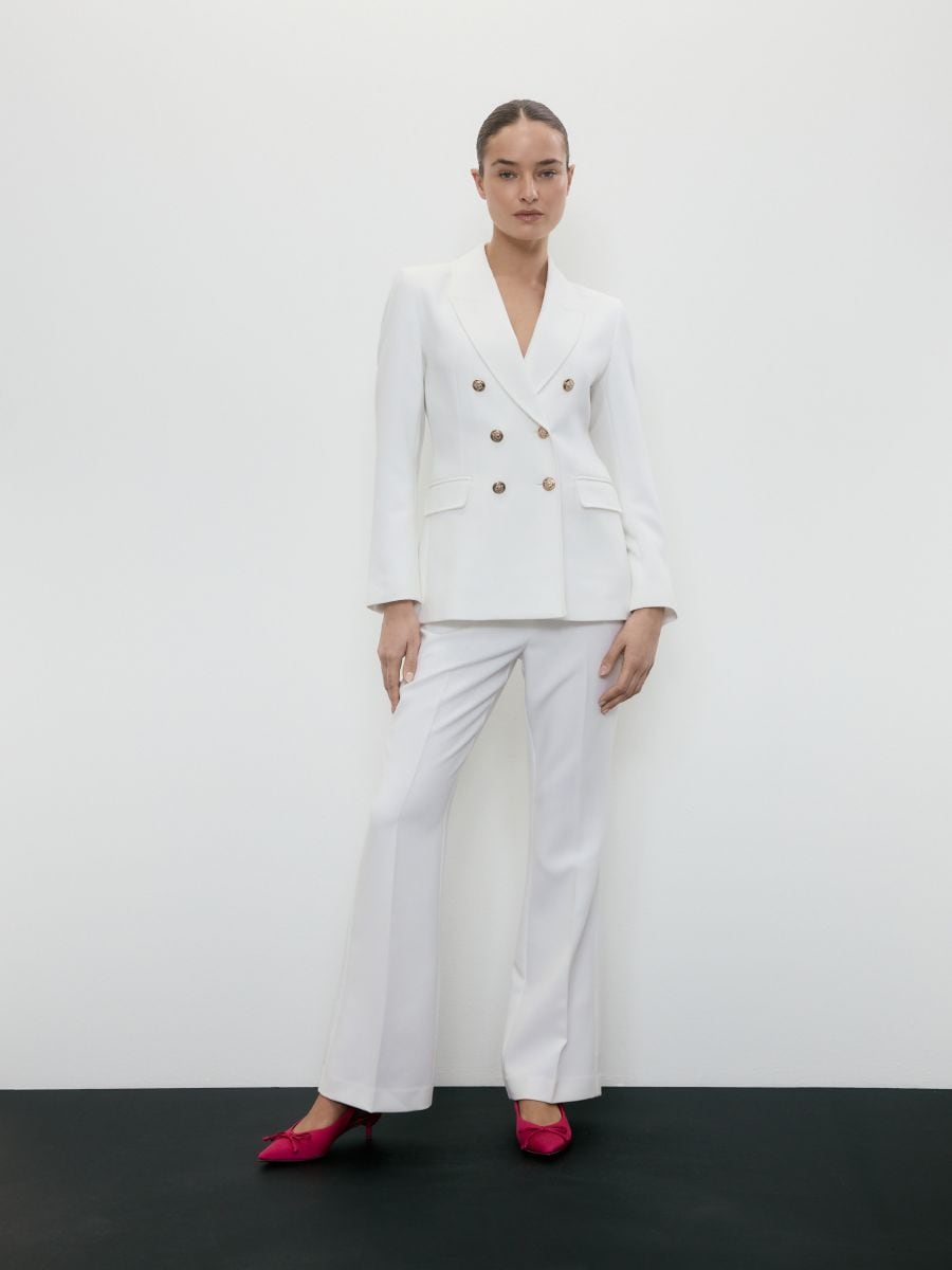 Double-breasted blazer with viscose blend - white - RESERVED - 2